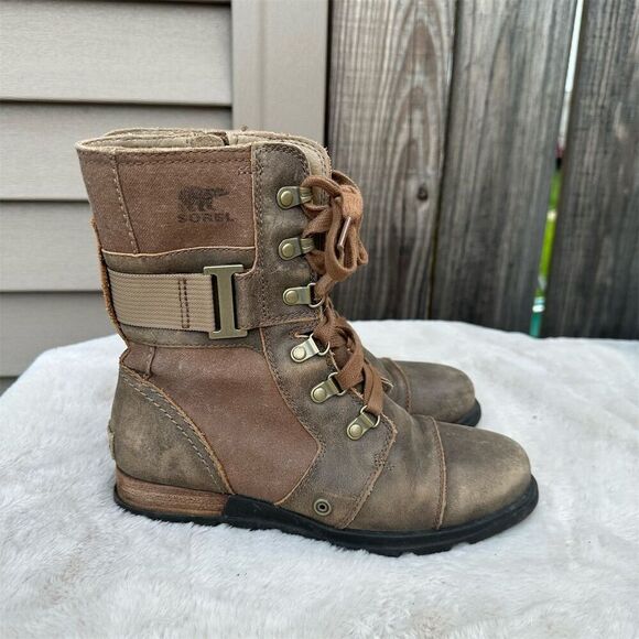 Sorel Women's Major Carly Combat Boots Brown Size 6 Casual Lace-Up - Picture 1 of 6
